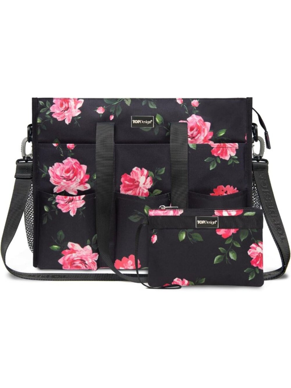 Water Resistant Utility Tote Bag with 22 Pockets & Zipper Closure - Perfect for